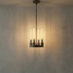 Aurora Crystal Candlestick Linear Glass Tube Chandelier by Bling Lighting Studio