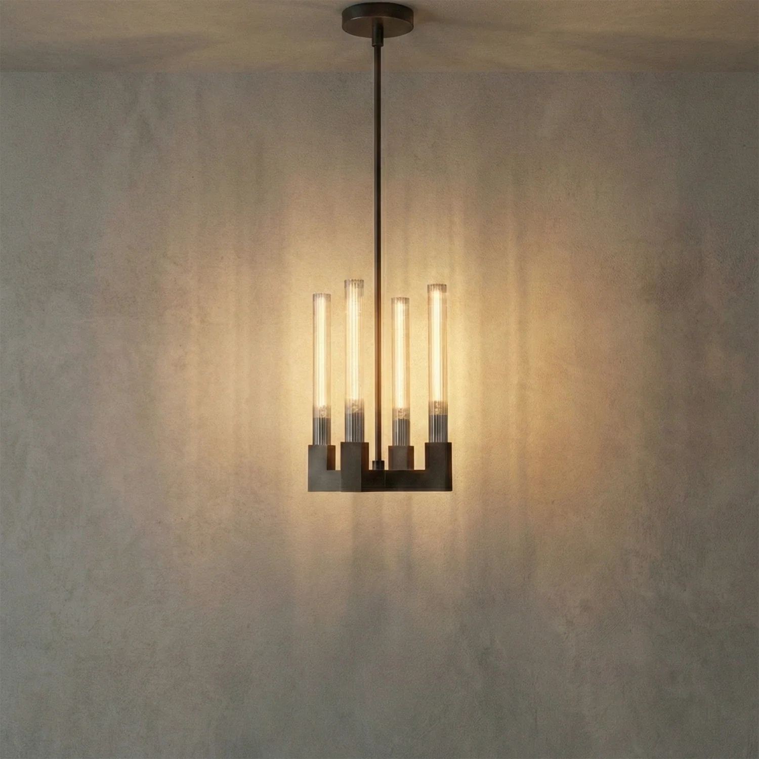 Aurora Crystal Candlestick Linear Glass Tube Chandelier by Bling Lighting Studio