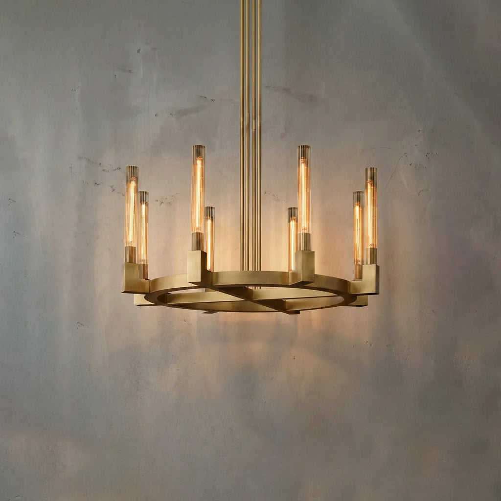 Aurora Crystal Candlestick Linear Glass Tube Chandelier by Bling Lighting Studio