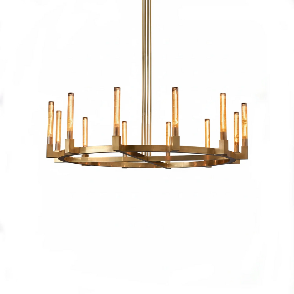 Aurora Crystal Candlestick Linear Glass Tube Chandelier by Bling Lighting Studio