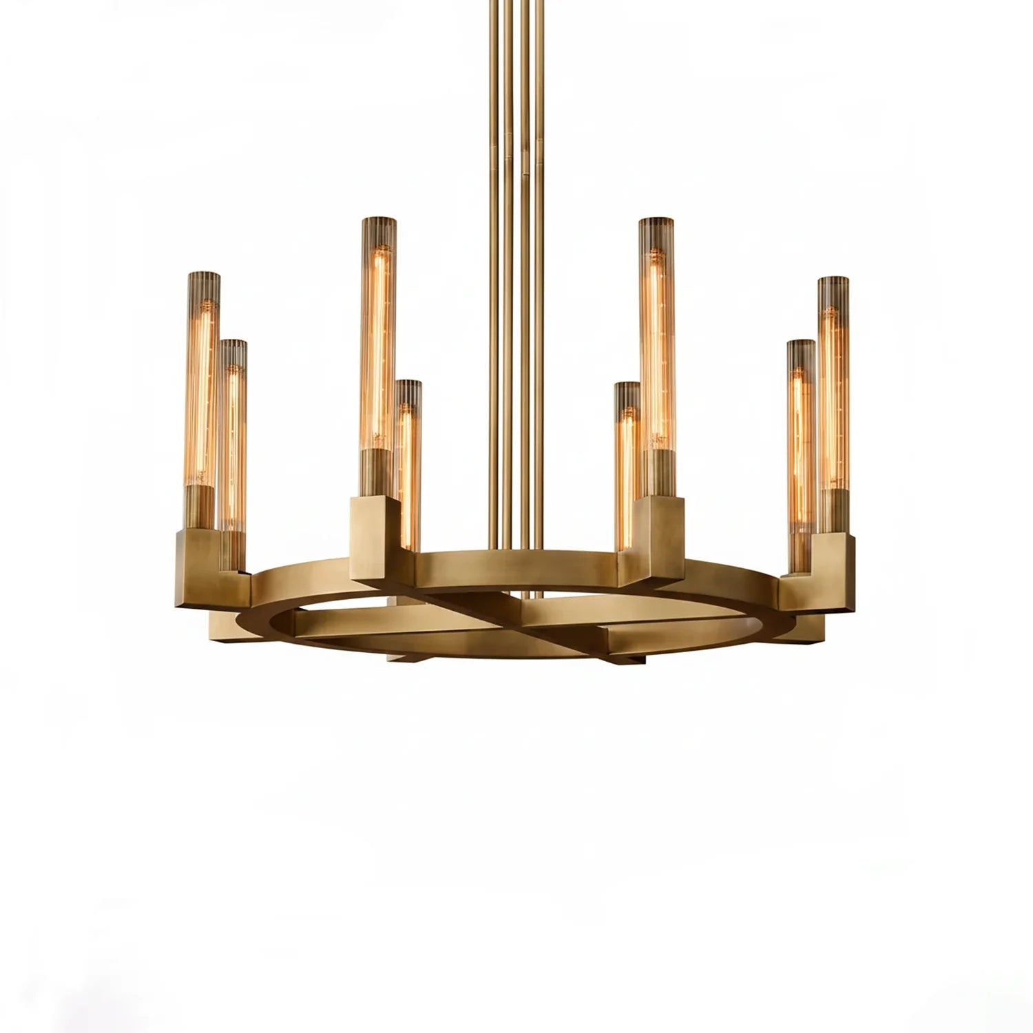 Aurora Crystal Candlestick Linear Glass Tube Chandelier by Bling Lighting Studio
