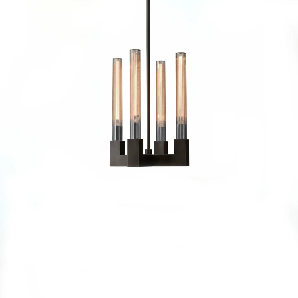 Aurora Crystal Candlestick Linear Glass Tube Chandelier by Bling Lighting Studio