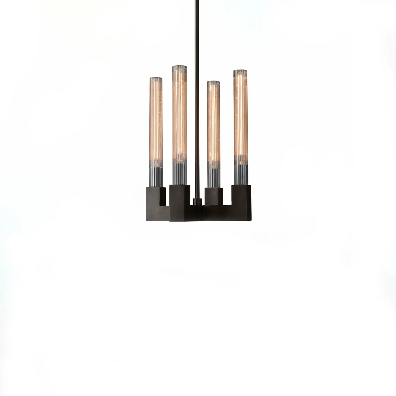 Aurora Crystal Candlestick Linear Glass Tube Chandelier by Bling Lighting Studio
