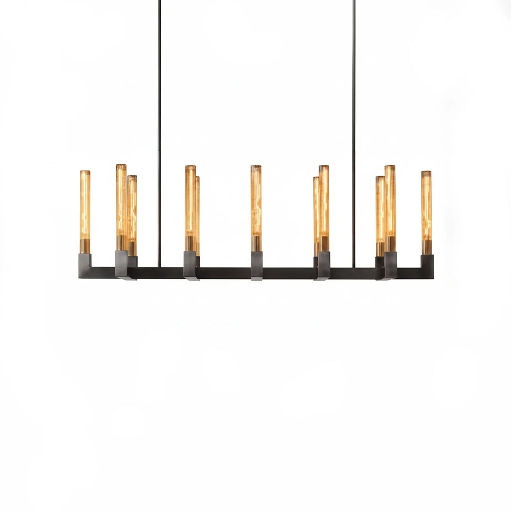 Aurora Crystal Candlestick Linear Glass Tube Chandelier by Bling Lighting Studio