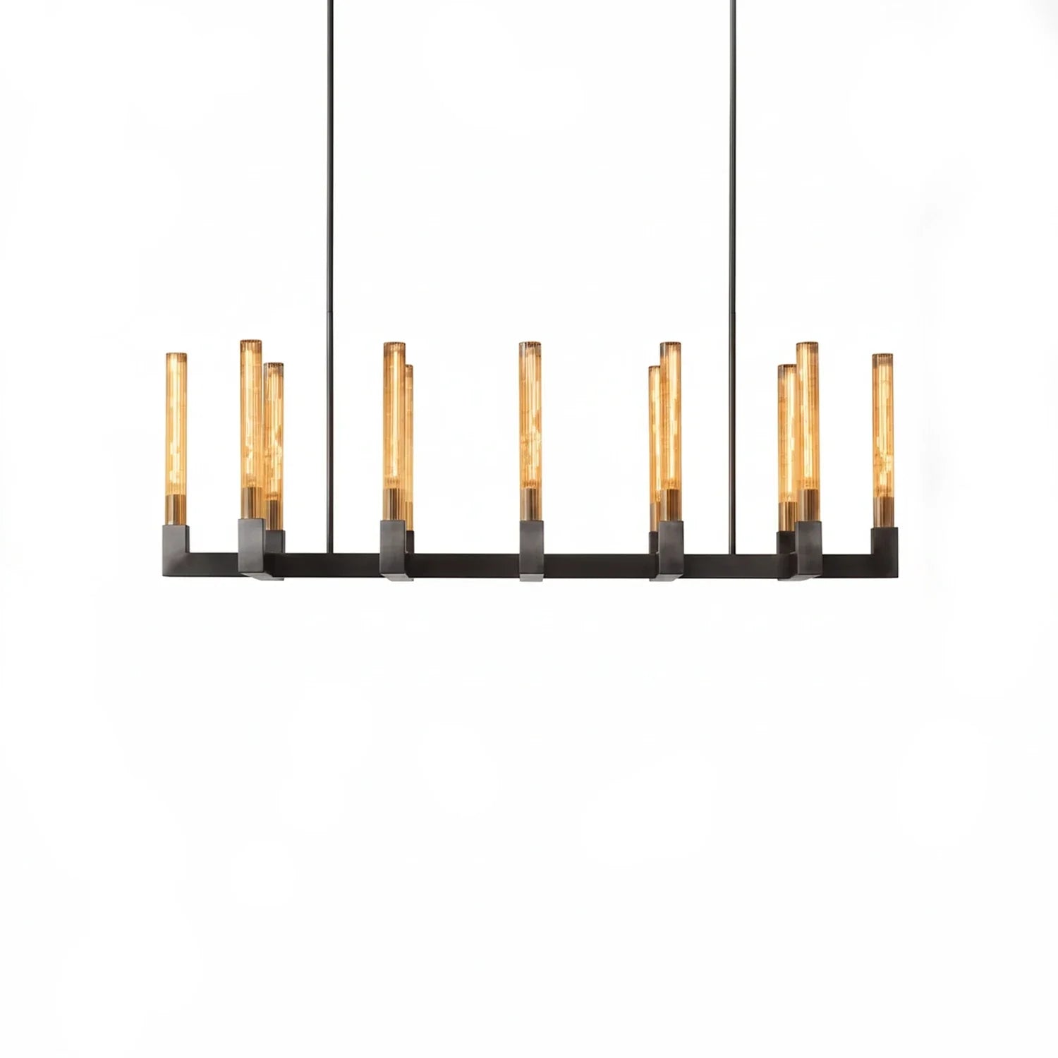 Aurora Crystal Candlestick Linear Glass Tube Chandelier by Bling Lighting Studio