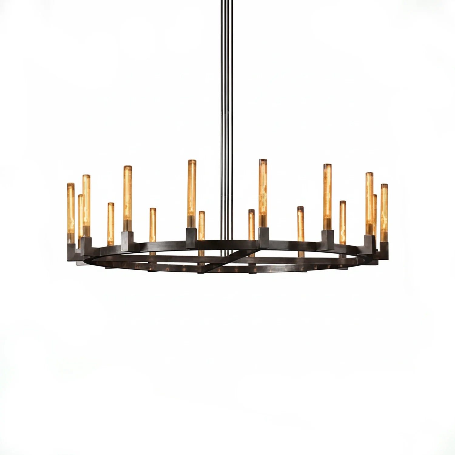 Aurora Crystal Candlestick Linear Glass Tube Chandelier by Bling Lighting Studio