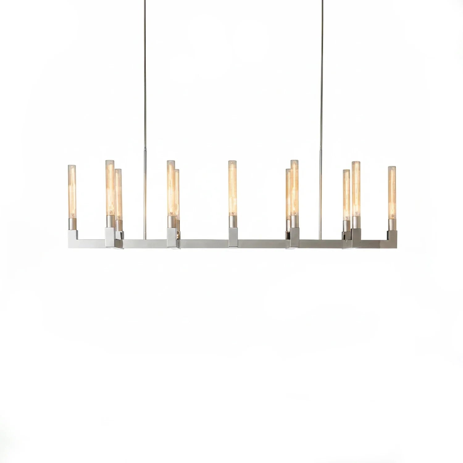 Aurora Crystal Candlestick Linear Glass Tube Chandelier by Bling Lighting Studio
