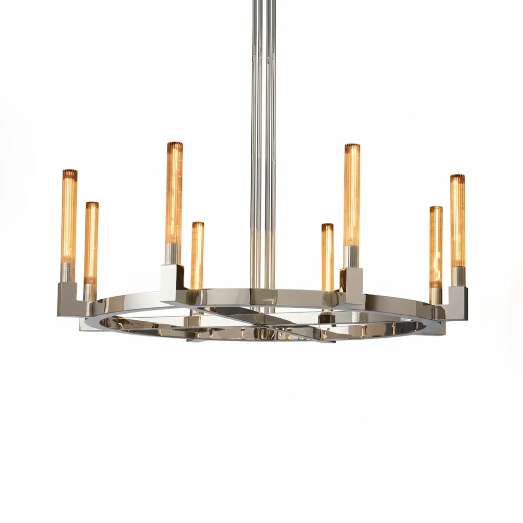 Aurora Crystal Candlestick Linear Glass Tube Chandelier by Bling Lighting Studio