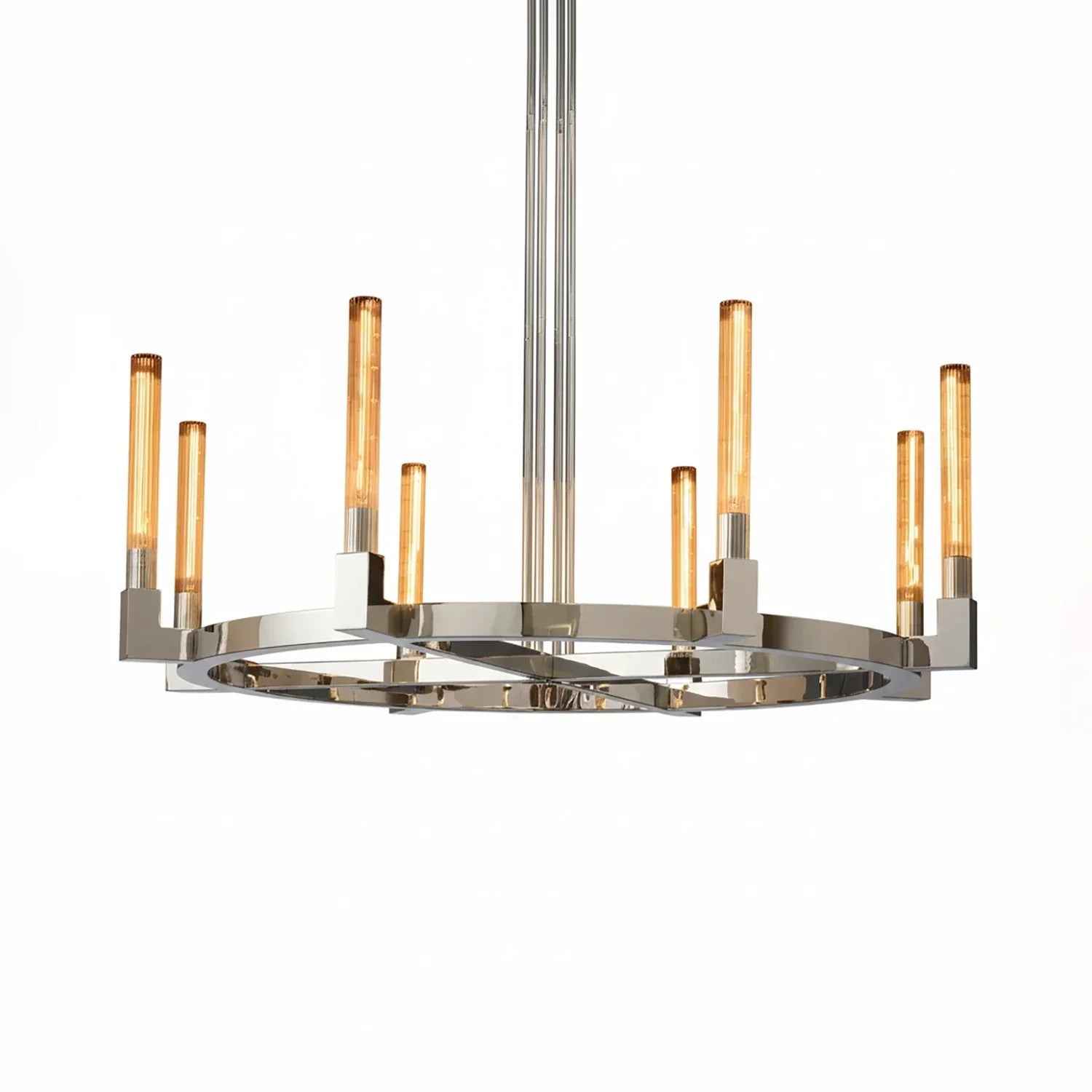 Aurora Crystal Candlestick Linear Glass Tube Chandelier by Bling Lighting Studio
