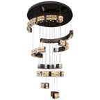 Aysha Black Crystal High Ceiling Entryway Light Fixture black ceiling base detail