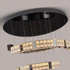 Aysha Black Crystal High Ceiling Entryway Light Fixture close-up crystal detail