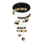 Aysha Black Crystal High Ceiling Entryway Light Fixture four ring black ceiling base detail