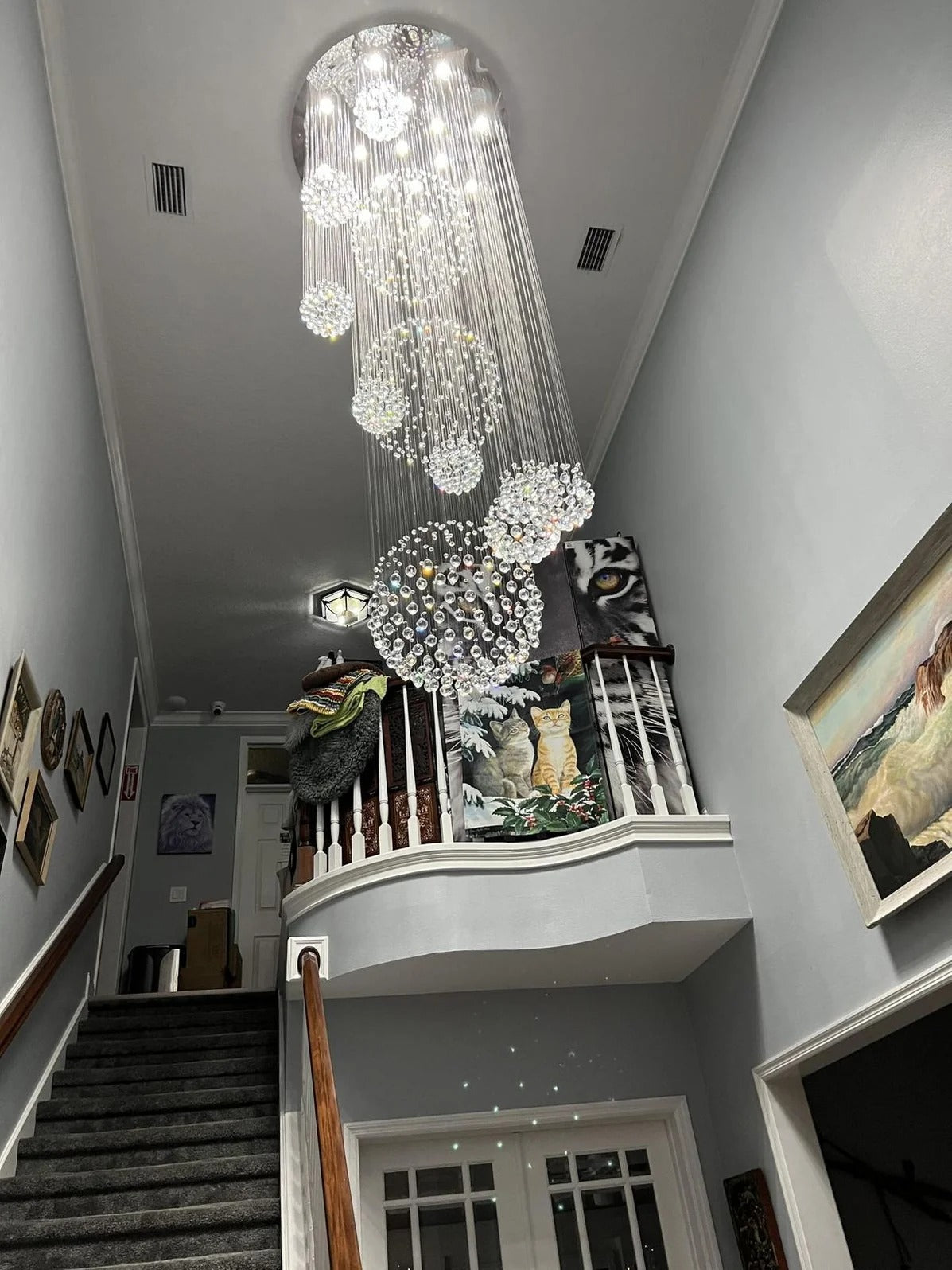 Ball Design Extra Large Crystal Chandelier for High Ceiling cascading crystal globes