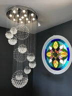 Ball Design Extra Large Crystal Chandelier for High Ceiling crystal ball detail