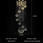 Ball Design Extra Large Crystal Chandelier for High Ceiling duplex entryway view