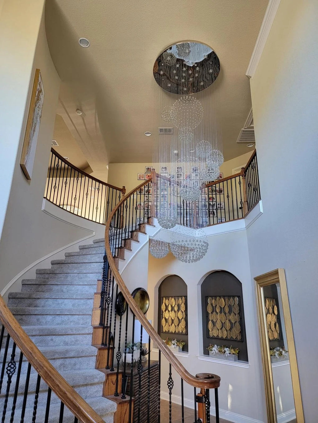 Ball Design Extra Large Crystal Chandelier for High Ceiling hanging cluster of crystal globe lights
