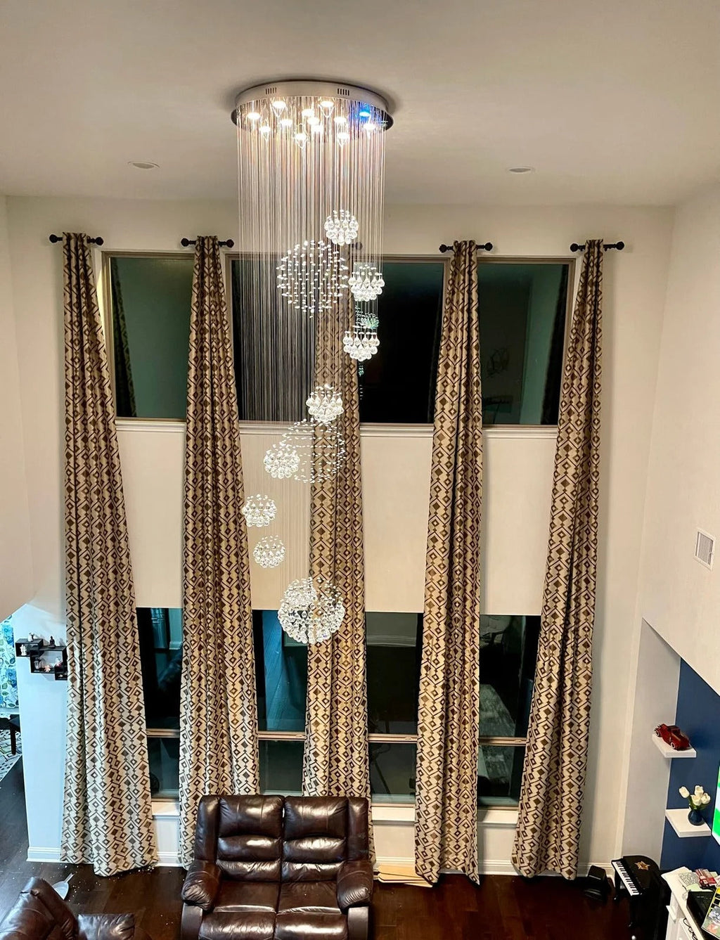 Ball Design Extra Large Crystal Chandelier for High Ceiling living room installation