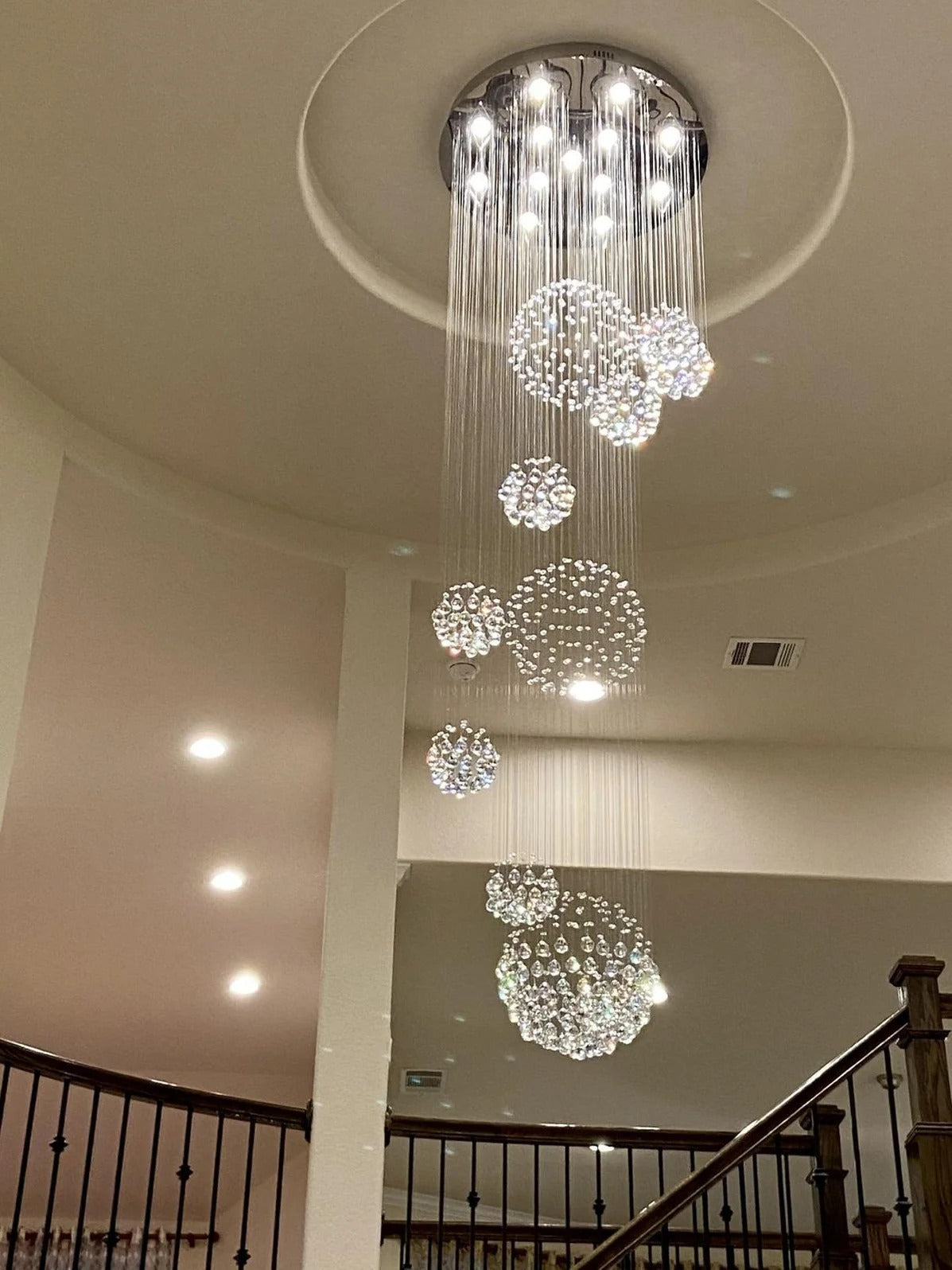 Ball Design Extra Large Crystal Chandelier for High Ceiling lobby installation
