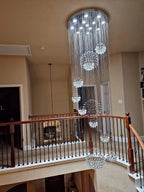 Ball Design Extra Large Crystal Chandelier for High Ceiling long drop chandelier view