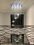 Ball Design Extra Large Crystal Chandelier for High Ceiling luxury entryway installation