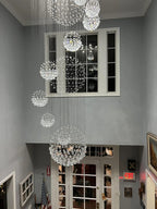 Ball Design Extra Large Crystal Chandelier for High Ceiling modern villa view