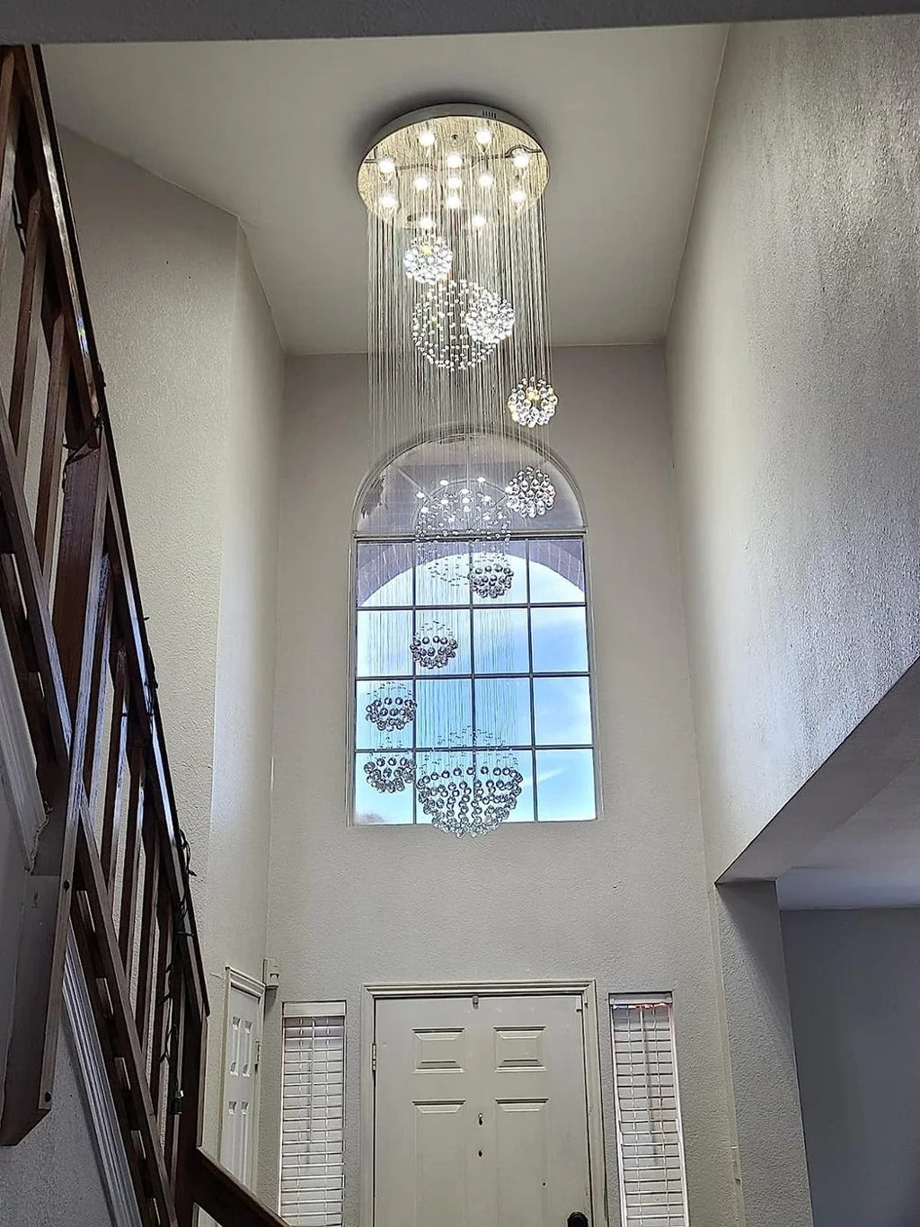 Ball Design Extra Large Crystal Chandelier for High Ceiling product detail view of crystal ball lights
