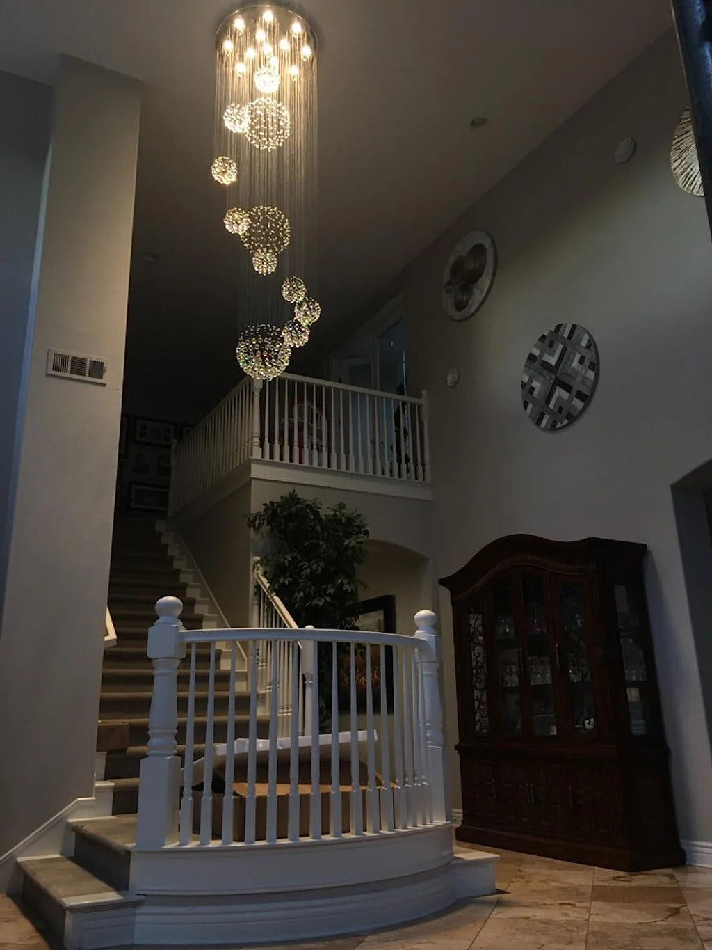 Ball Design Extra Large Crystal Chandelier for High Ceiling raindrop globe view