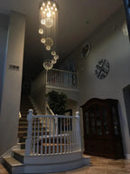 Ball Design Extra Large Crystal Chandelier for High Ceiling raindrop globe view