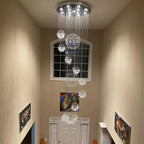 Ball Design Extra Large Crystal Chandelier for High Ceiling showroom view