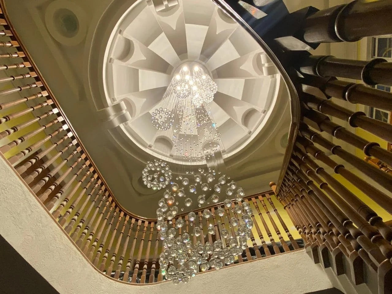 Ball Design Extra Large Crystal Chandelier for High Ceiling size reference D31.5
