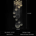 Ball Design Extra Large Crystal Chandelier for High Ceiling size reference D39.37