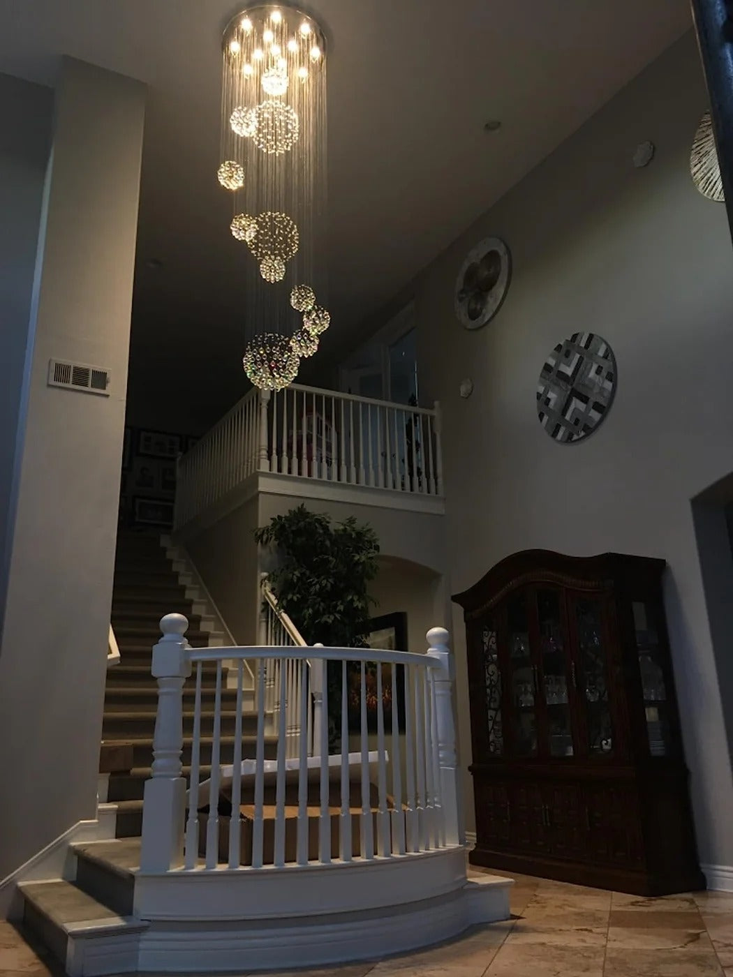 Ball Design Extra Large Crystal Chandelier for High Ceiling size reference D47.24