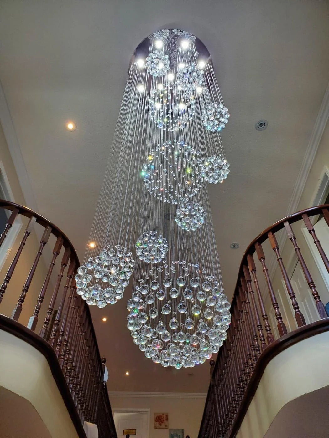 Ball Design Extra Large Crystal Chandelier for High Ceiling size reference D59.06