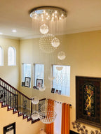 Ball Design Extra Large Crystal Chandelier for High Ceiling customer social photo