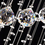 Ball Design Extra Large Crystal Chandelier for High Ceiling tall main view with raindrop globe arrangement