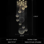Ball Design Extra Large Crystal Chandelier for High Ceiling tall staircase view