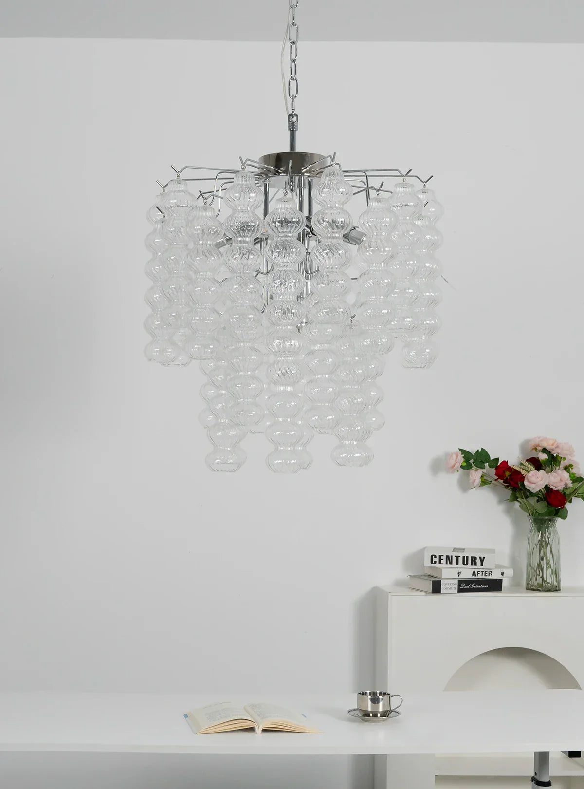 Beaded Vertical Textured Glass Chandelier product image