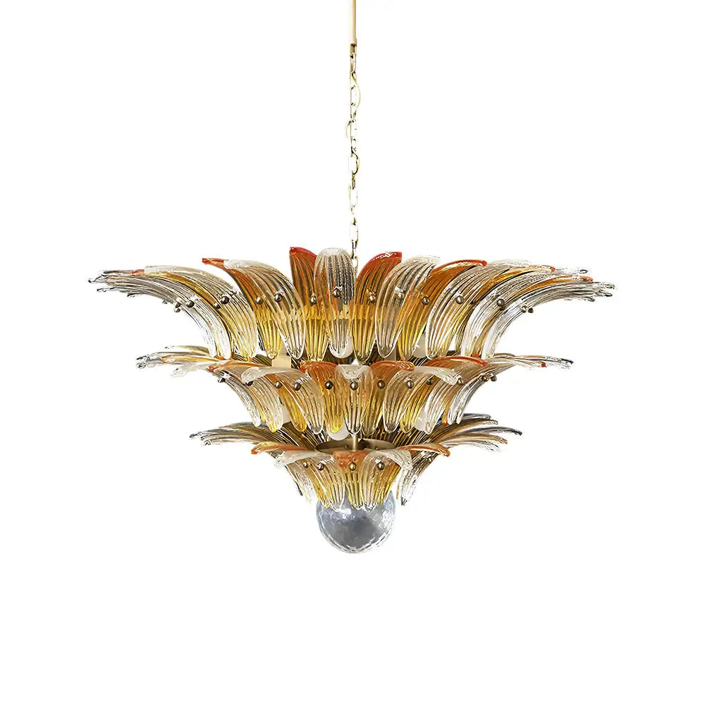 Beautifully Murano Palmette Amber Transparent Chandelier by Bling Lighting Studio