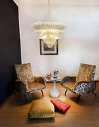 Beautifully Murano Palmette Transparent Chandelier material and finish detail