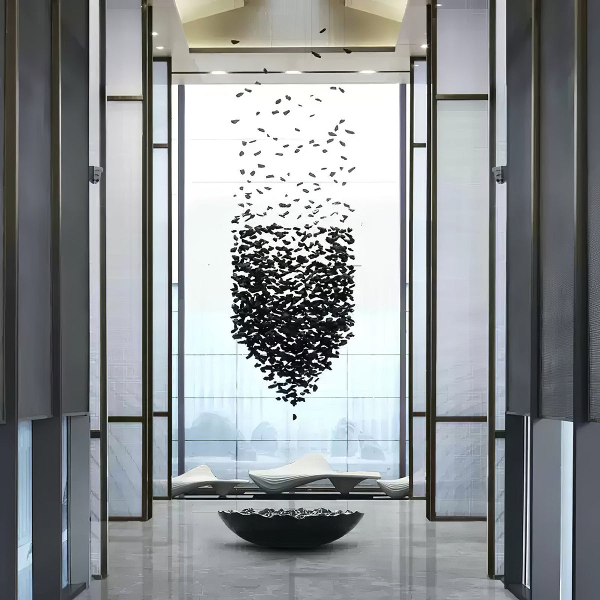 Black Stones Chandeliers chandelier in a tall interior