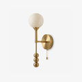 Abacus Alabaster Wall Sconce — full fixture profile, a stone globe above a diagonal arm and decorative metal beads (view 1)