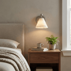 Alabaster Angled Wall Sconce — additional product view, a tapered stone shade on an angled metal stem (view 3)