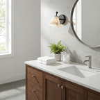 Alabaster Angled Wall Sconce — additional product view, a tapered stone shade on an angled metal stem (view 5)