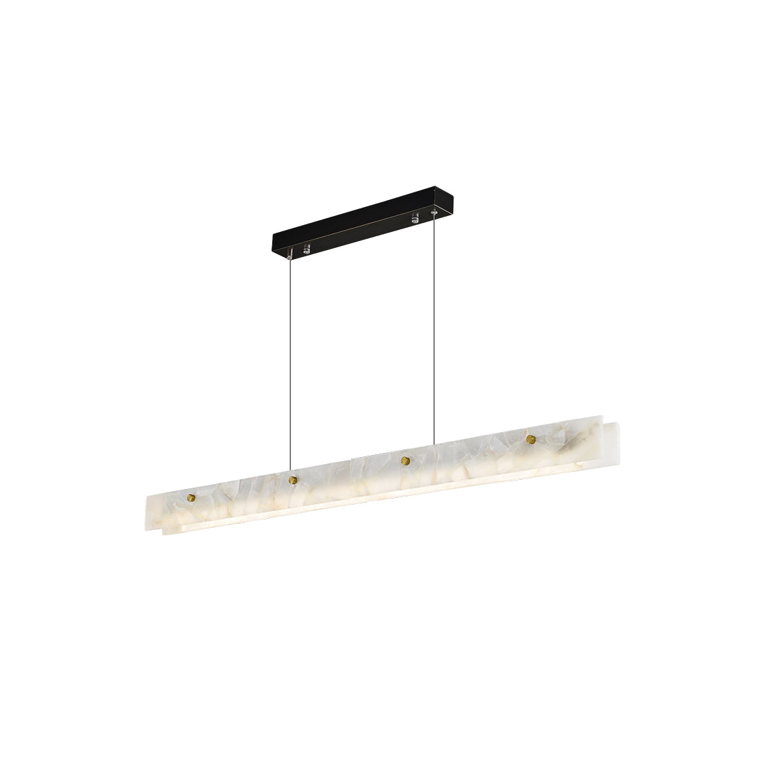 Alabaster LED Linear Pendant Light — full fixture profile, a linear stone diffuser beneath slim suspension hardware (view 1)