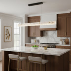 Alabaster LED Linear Pendant Light — additional product view, a linear stone diffuser beneath slim suspension hardware (view 3)