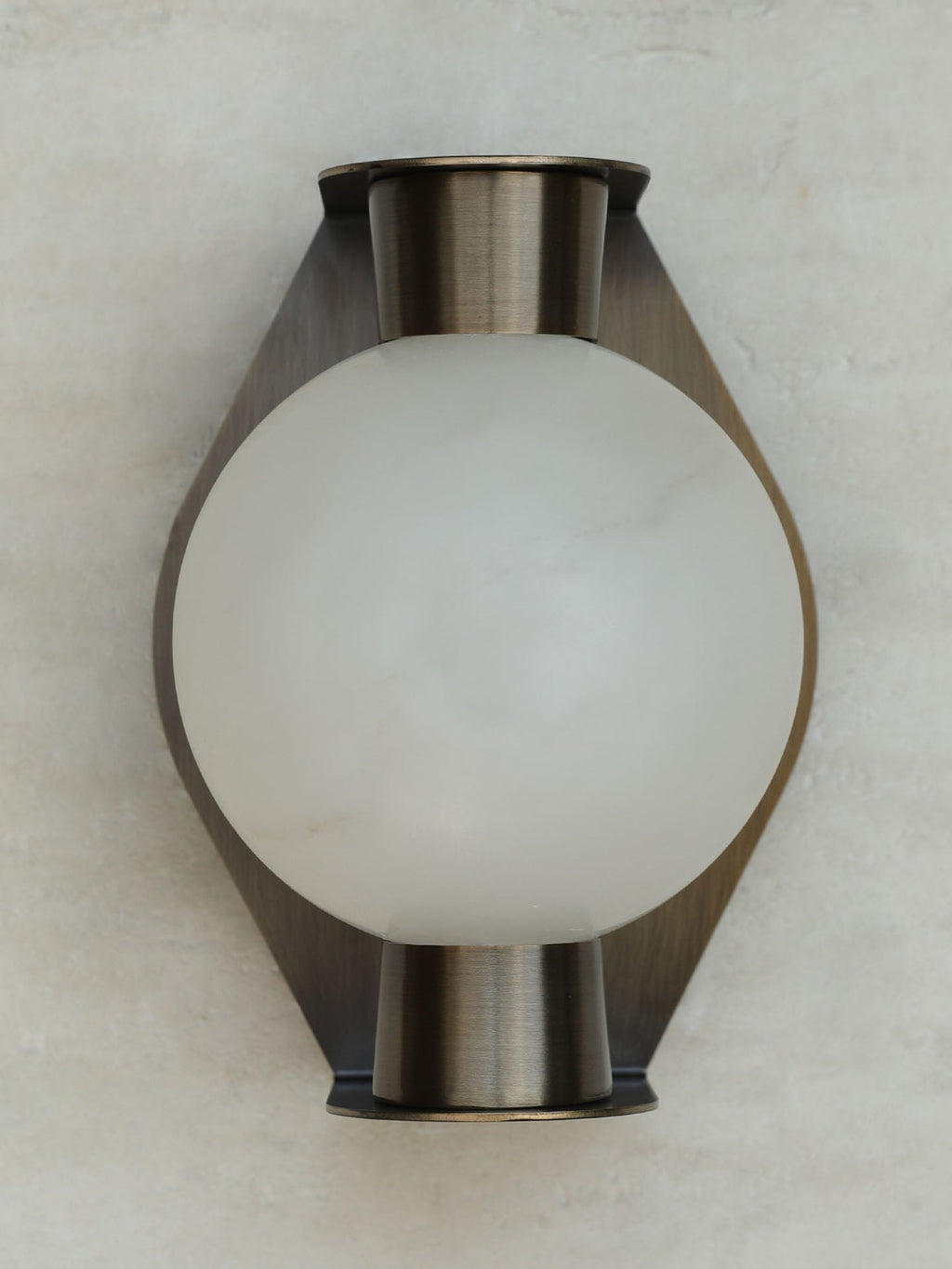 Alabaster Orb Alabaster Sconce — additional product view, a stone sphere held by a sculptural metal frame (view 3)