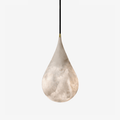 Alabaster Raindrop Pendant Light — full fixture profile, teardrop-shaped stone shades on slender cords (view 1)