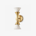Amphora Alabaster Wall Sconce — full fixture profile, upward- and downward-facing stone shades around an hourglass center (view 1)