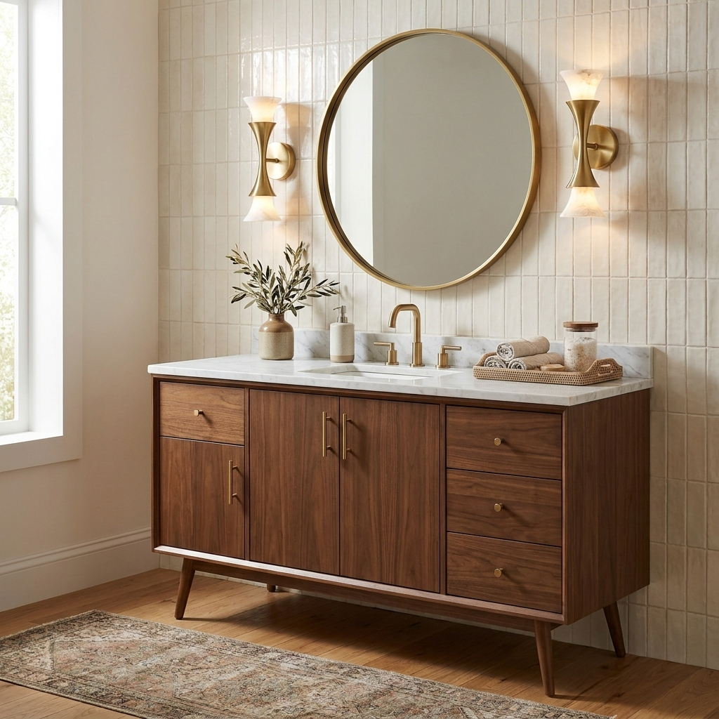 Amphora Alabaster Wall Sconce — product setting and fixture profile, upward- and downward-facing stone shades around an hourglass center (view 2)