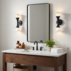 Amphora Alabaster Wall Sconce — additional product view, upward- and downward-facing stone shades around an hourglass center (view 4)